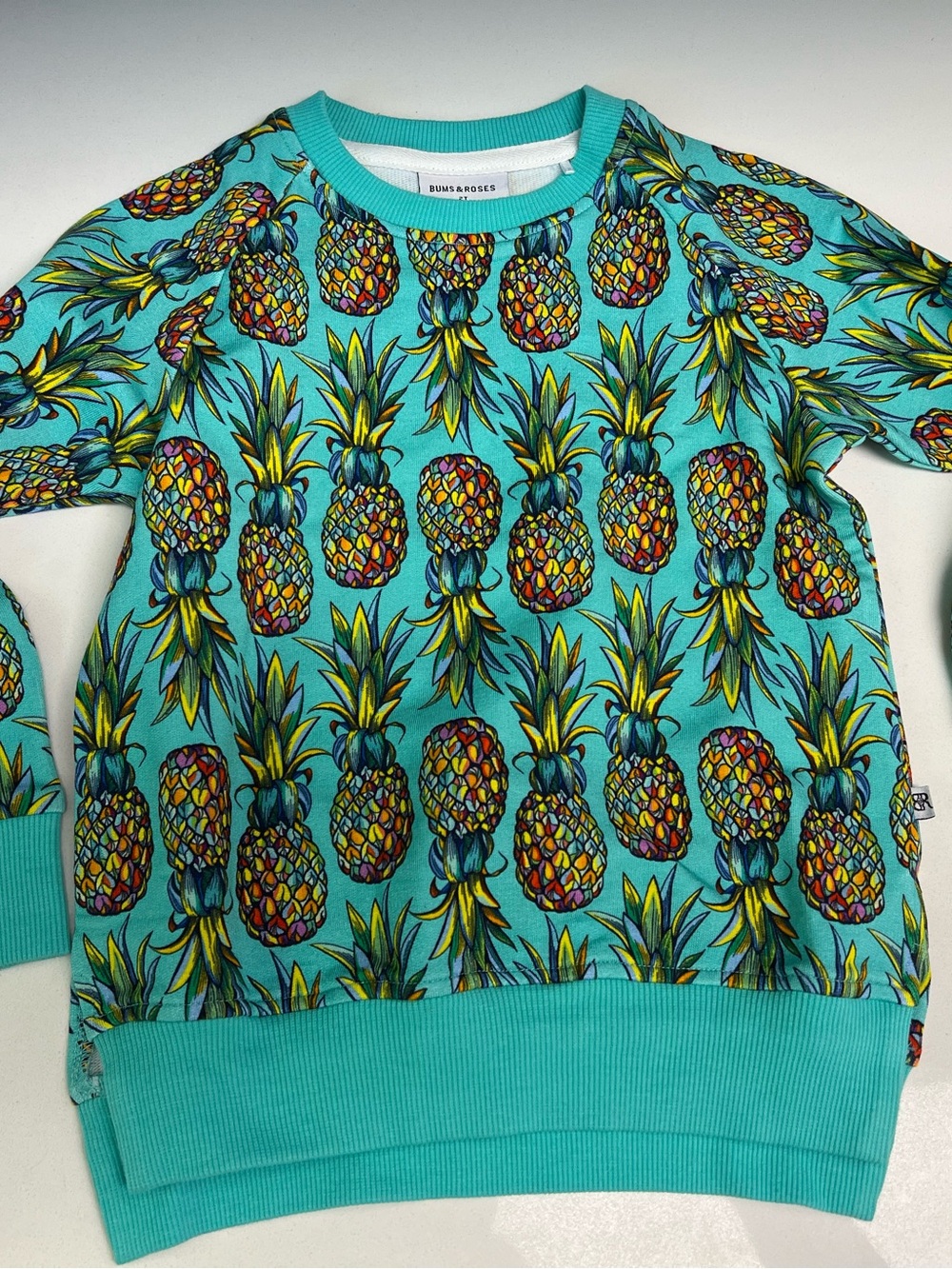 Bums & Roses Kids Pineapple Print Sweatshirt - Aqua size 2t